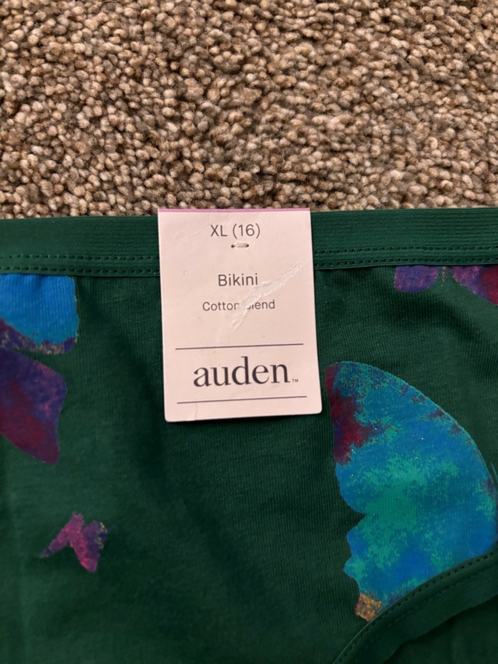 Auden Dark Green Bikini Briefs with Multicolor Floral Accents - Picture 2 of 3